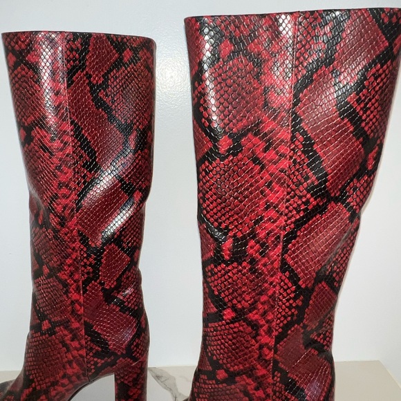 INC Red PAITON Snake Print Heeled Boots INC International Concepts - Picture 6 of 14